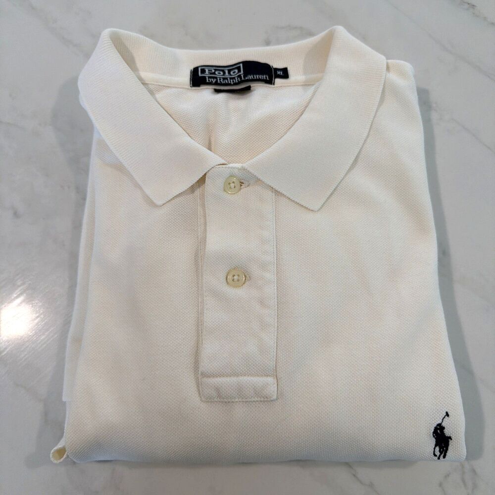 Polo Ralph Lauren Men’s Short Sleeve Polo Shirt Cream Beige XL Cotton Pique Knit